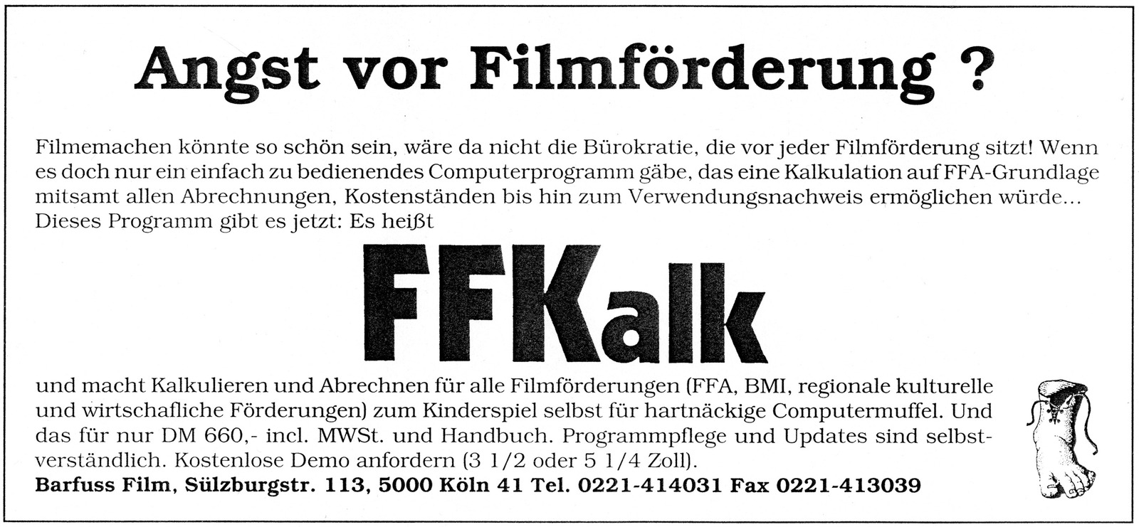 © Martin Frech: Werbeanzeige FFKalk (1990)