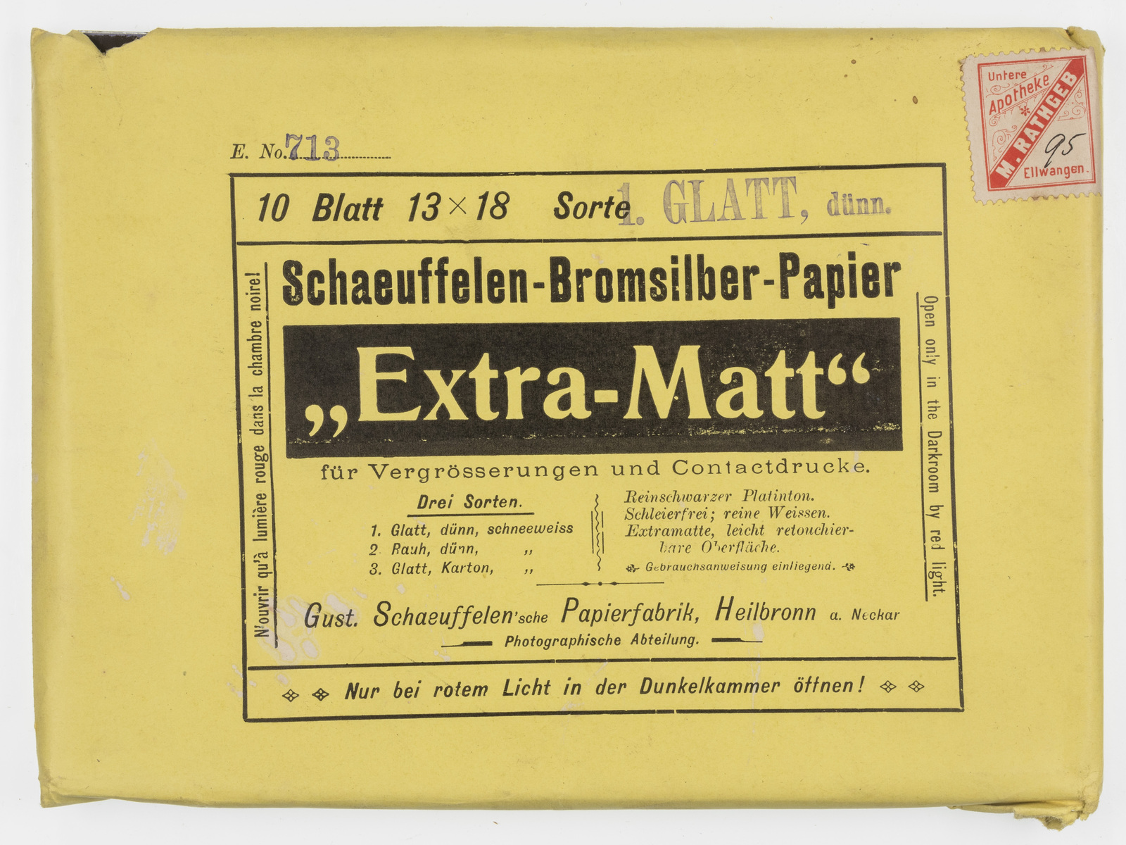 © Martin Frech: Verpackung Fotopapier frühes 20. Jahrhundert